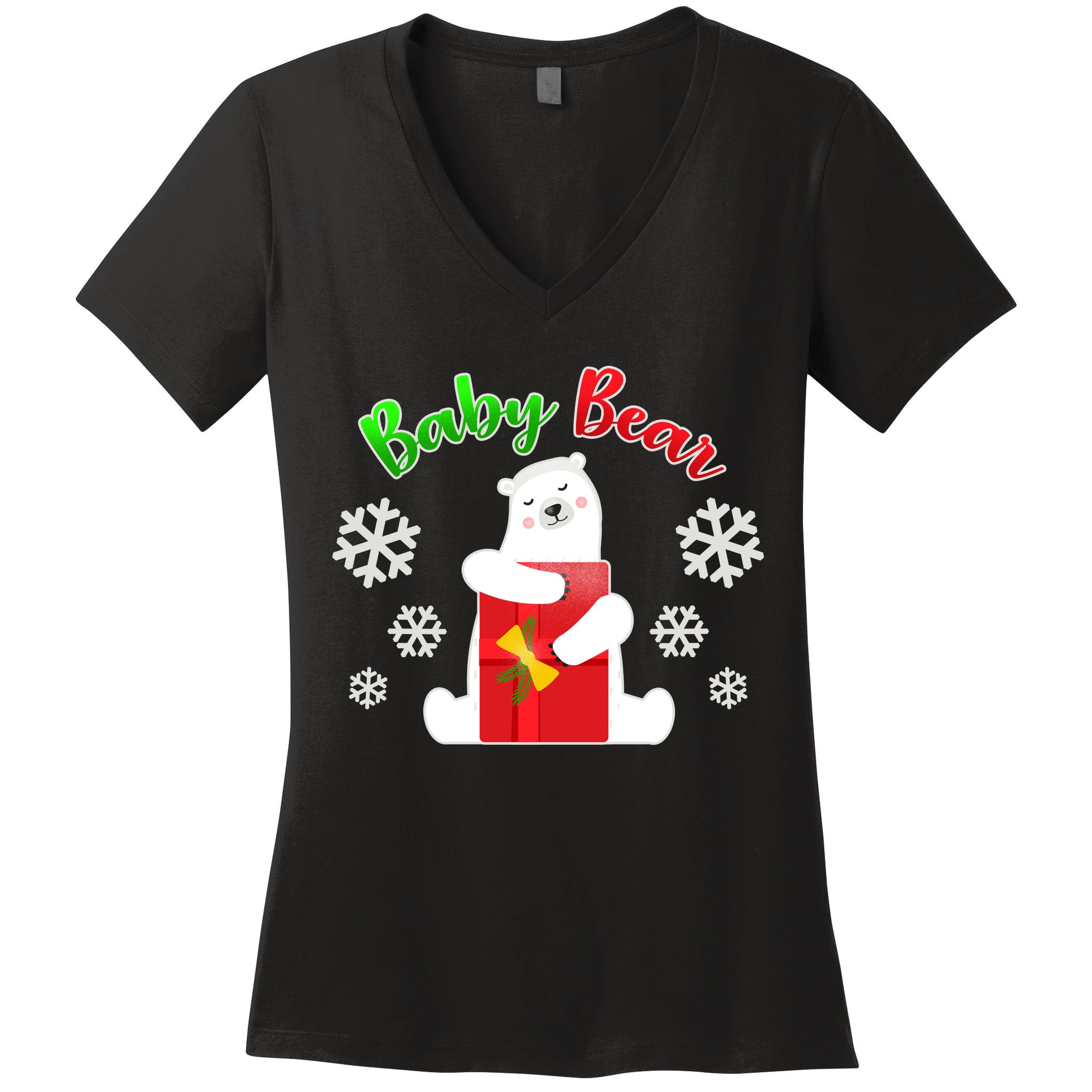 Christmas Baby Bear Women's V-Neck T-Shirt
