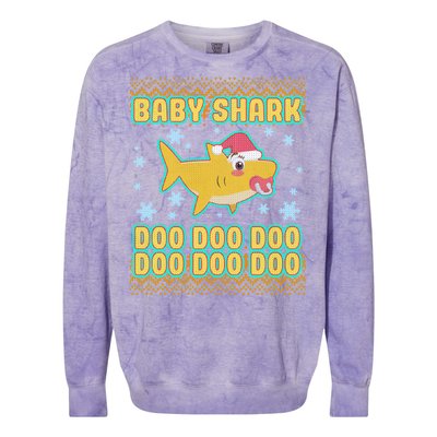 Christmas Baby Shark Doo Doo Doo Colorblast Crewneck Sweatshirt