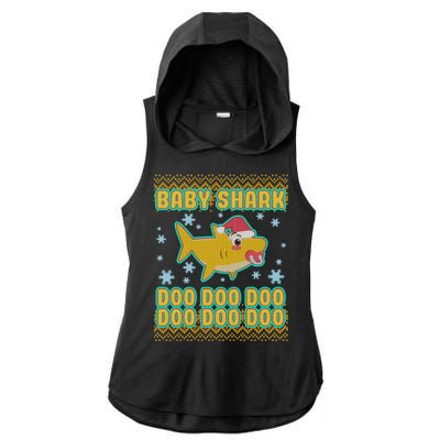 Christmas Baby Shark Doo Doo Doo Ladies PosiCharge Tri-Blend Wicking Draft Hoodie Tank