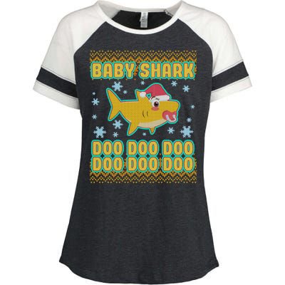 Christmas Baby Shark Doo Doo Doo Enza Ladies Jersey Colorblock Tee