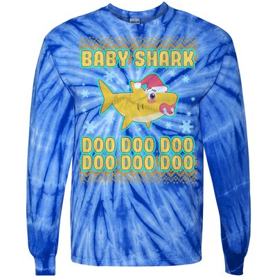 Christmas Baby Shark Doo Doo Doo Tie-Dye Long Sleeve Shirt