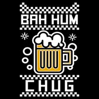 Christmas Bah Hum Chug Ugly Sweater Design Stripe Pom Pom Beanie