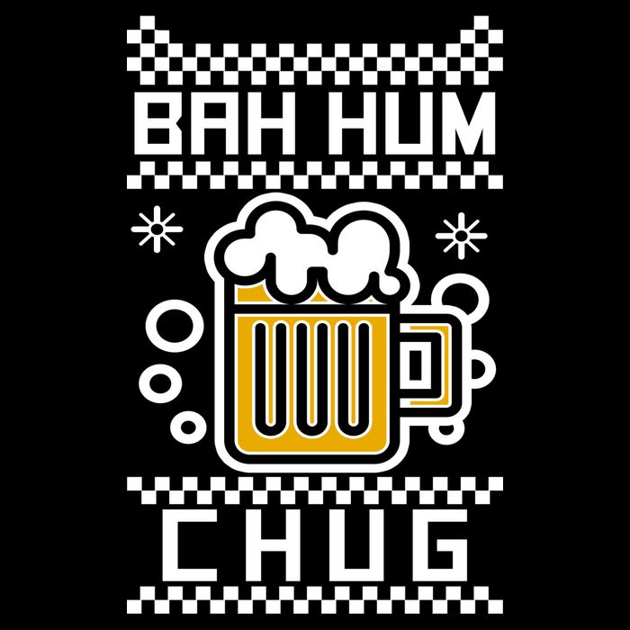 Christmas Bah Hum Chug Ugly Sweater Design Stripe Pom Pom Beanie