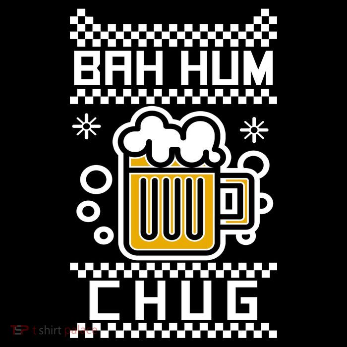 Christmas Bah Hum Chug Ugly Sweater Design Drawstring Bag