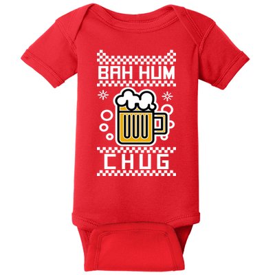 Christmas Bah Hum Chug Ugly Sweater Design Baby Bodysuit