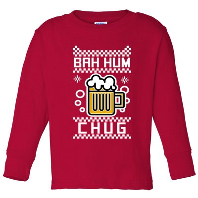 Christmas Bah Hum Chug Ugly Sweater Design Toddler Long Sleeve Shirt