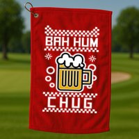 Christmas Bah Hum Chug Ugly Sweater Design Golf Towel