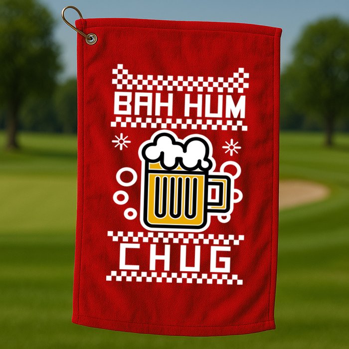 Christmas Bah Hum Chug Ugly Sweater Design Golf Towel