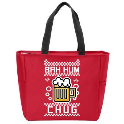 Christmas Bah Hum Chug Ugly Sweater Design Zip Tote Bag