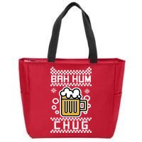 Christmas Bah Hum Chug Ugly Sweater Design Zip Tote Bag