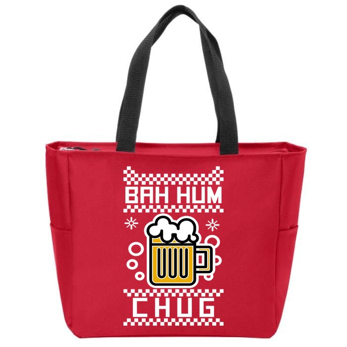 Christmas Bah Hum Chug Ugly Sweater Design Zip Tote Bag