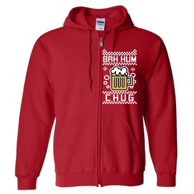 Christmas Bah Hum Chug Ugly Sweater Design Full Zip Hoodie