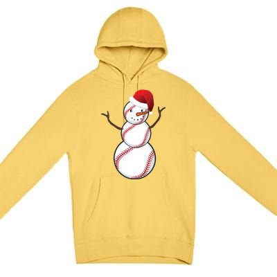 Christmas Baseball Snowman Premium Pullover Hoodie