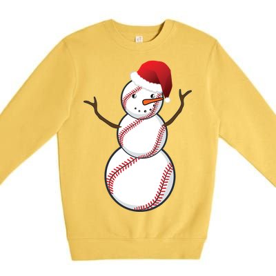 Christmas Baseball Snowman Premium Crewneck Sweatshirt