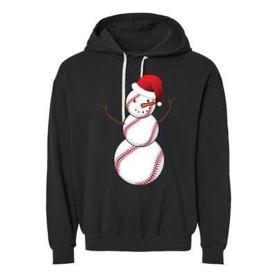 Christmas Baseball Snowman Garment-Dyed Fleece Hoodie