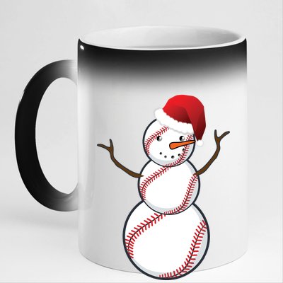 Christmas Baseball Snowman 11oz Black Color Changing Mug