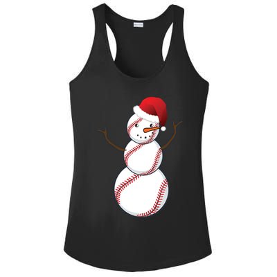 Christmas Baseball Snowman Ladies PosiCharge Competitor Racerback Tank
