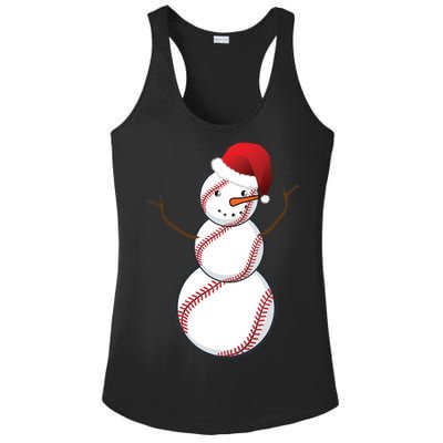 Christmas Baseball Snowman Ladies PosiCharge Competitor Racerback Tank