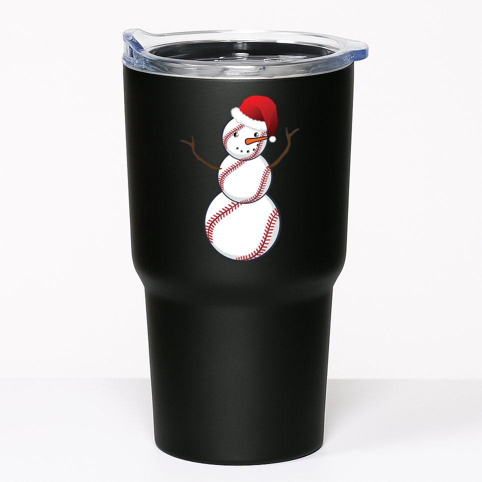 Christmas Baseball Snowman Tumbler
