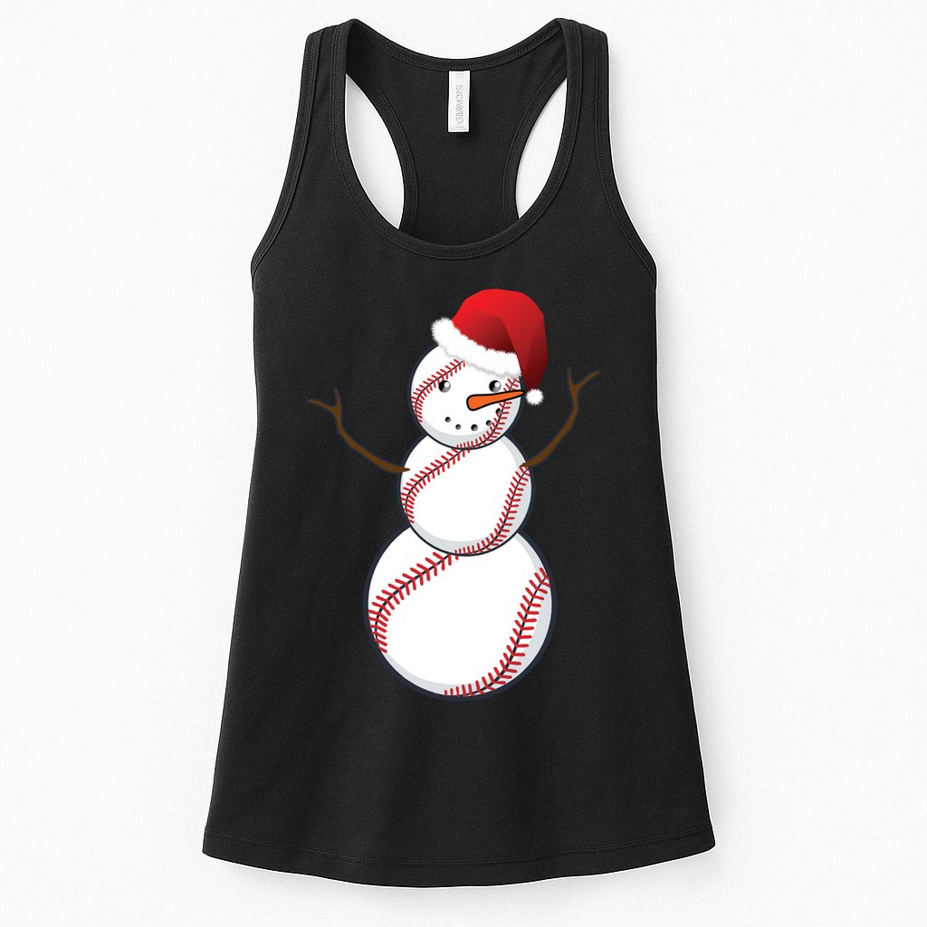 Christmas Baseball Snowman Womens Tank Top