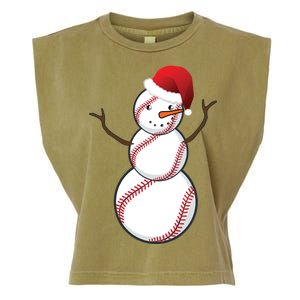 Christmas Baseball Snowman Garment-Dyed Women's Muscle Tee