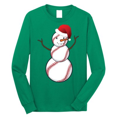 Christmas Baseball Snowman Long Sleeve Shirt