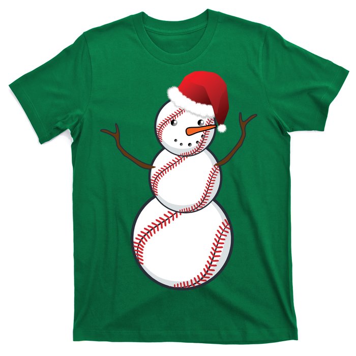 Christmas Baseball Snowman T-Shirt