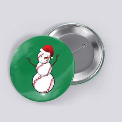 Christmas Baseball Snowman Button