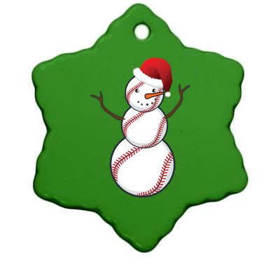 Christmas Baseball Snowman Ceramic Star Ornament