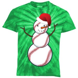 Christmas Baseball Snowman Kids Tie-Dye T-Shirt