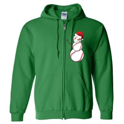 Christmas Baseball Snowman Full Zip Hoodie