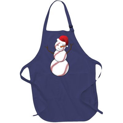 Christmas Baseball Snowman Full-Length Apron With Pockets