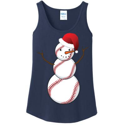 Christmas Baseball Snowman Ladies Essential Tank