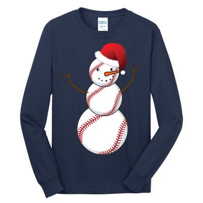 Christmas Baseball Snowman Tall Long Sleeve T-Shirt