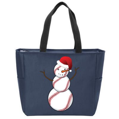 Christmas Baseball Snowman Zip Tote Bag