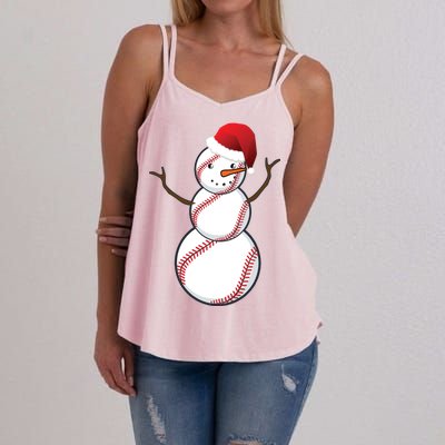 Christmas Baseball Snowman Women's Strappy Tank