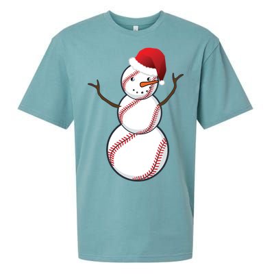 Christmas Baseball Snowman Sueded Cloud Jersey T-Shirt