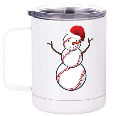 Christmas Baseball Snowman 12 oz Stainless Steel Tumbler Cup