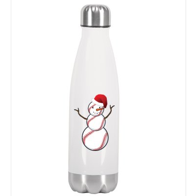 Christmas Baseball Snowman Stainless Steel Insulated Water Bottle