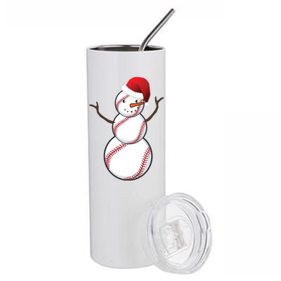 Christmas Baseball Snowman Stainless Steel Tumbler