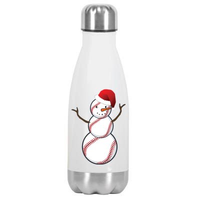 Christmas Baseball Snowman Stainless Steel Insulated Water Bottle