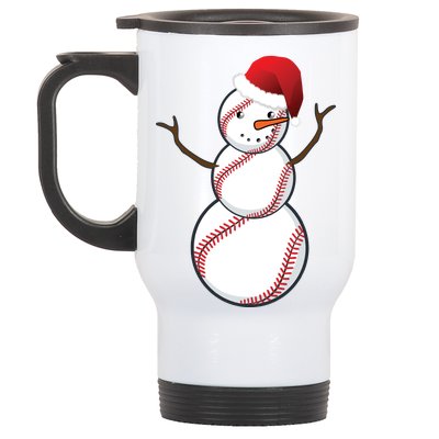 Christmas Baseball Snowman Stainless Steel Travel Mug