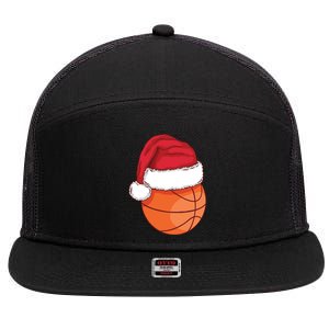 Christmas Basketball Santa 7 Panel Mesh Trucker Snapback Hat