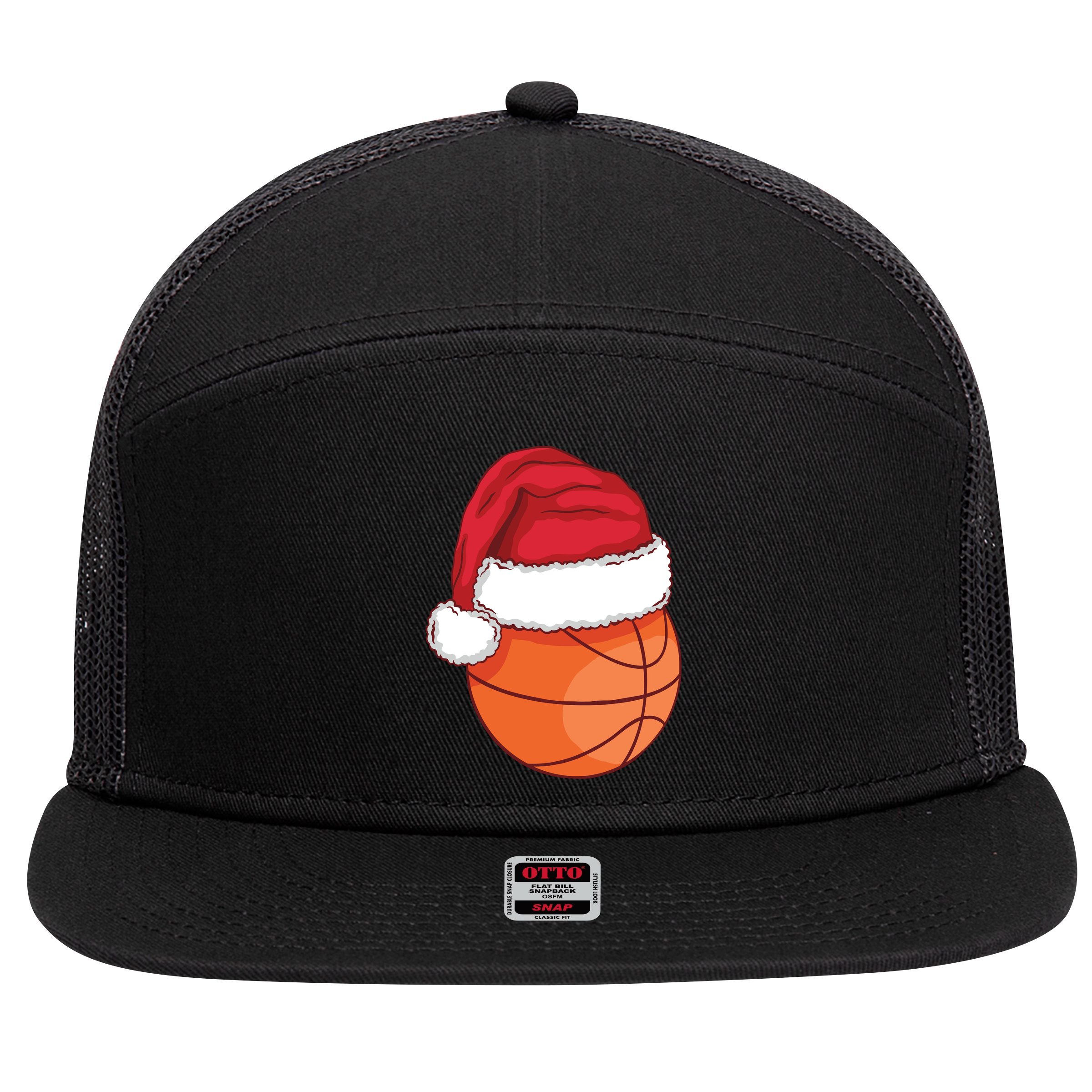 Christmas Basketball Santa 7 Panel Mesh Trucker Snapback Hat