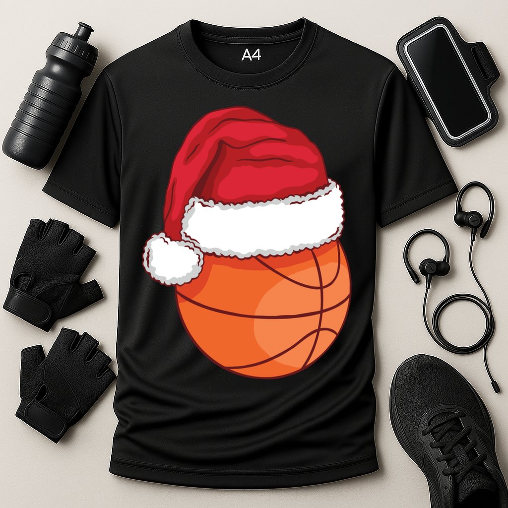 Christmas Basketball Santa Cooling Performance Crew T-Shirt
