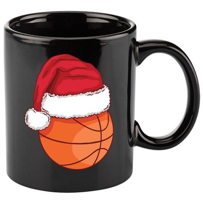 Christmas Basketball Santa 11oz C Handle Ceramic Mug
