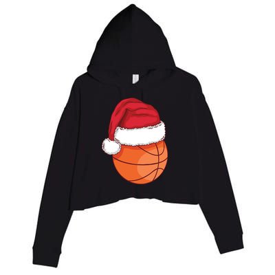 Christmas Basketball Santa Crop Fleece Hoodie