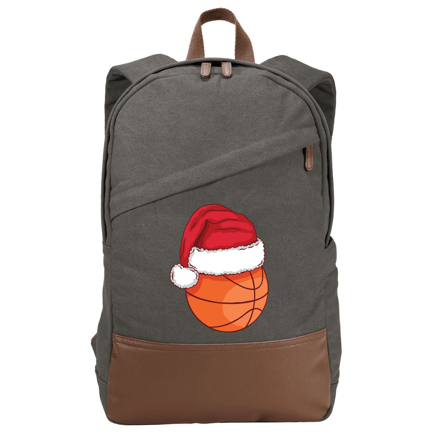 Christmas Basketball Santa Cotton Canvas Backpack