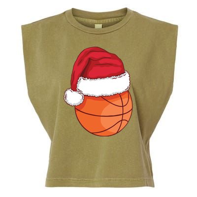 Christmas Basketball Santa Garment-Dyed Women's Muscle Tee