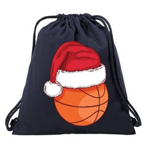 Christmas Basketball Santa Drawstring Bag